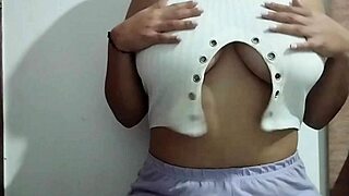 Milf Massages Her Massive Natural Tits with Horny Pleasure in Real Homemade Video