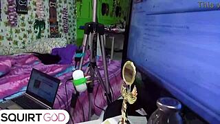 siri's juicy cunt squeezes dan's fingers tight as she orgasms hard on the bed