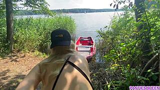 Stepsister celebrates 25k subs riding stepbro's cock publicly on river boat with cumshot on big ass tattooed cheeks! 🎉🚤💦