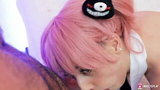 Horny Sasha Paige kneels to Blow that Big Fat Cock before riding it deep in her tight shaved pussy