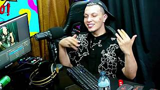 victoria camargo bends over podcast table hairy pussy lips spill from panties closeup