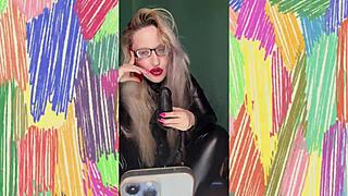 experienced femdom bimbo humiliates sissy with joi glasses