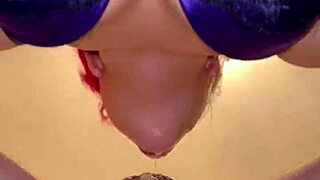 saliva drips in closeup sloppy deepthroat blowjob gagging until cum throat swallow