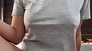 Italian Milf's Big Tits Smoke Nipples Outdoor