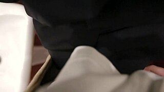 cutie bends over in public toilet for raw creampie no condom 😈💦