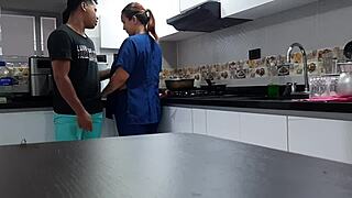 Convincing chubby employee for kitchen ass spanking and fucking part 1