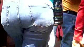big ass milf in tight jeans struts down the street teasing everyone