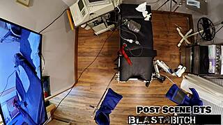 stefania mafra takes massive facial after sloppy latex blowjob backstage