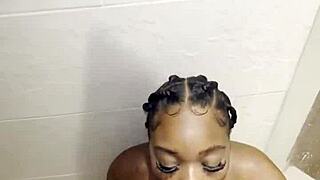 Thick Ebony Babe's Curves Bounce on Huge Cock in Steamy Shower Ride