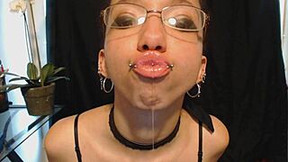 Watch This Cute Goth Teen Drool Messily on Nude Lipstick?