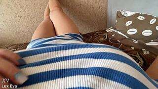 so this pantyless milf just starts caressing her wet pussy right there on homemade video