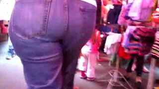 big ass milf in tight jeans struts down the street teasing everyone