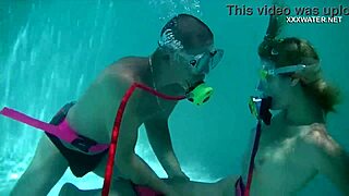 cum blasts everywhere in pool from cruz's steamy underwater blowjobs