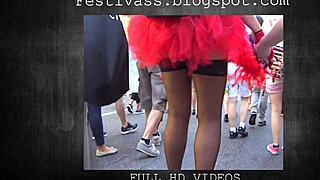 Festivass Microskirt Reveals See-Through Thong Cheeky Shorts Tight Ass