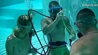 cum blasts everywhere in pool from cruz's steamy underwater blowjobs