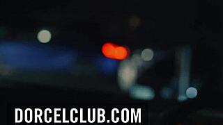 Skinny brunette babe joins swinger 3some anal ride public