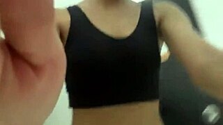 risky latina teen fingers wet pussy in gym shower