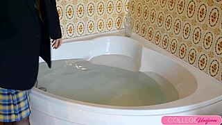 Drenched Schoolgirl Sophia Smith Bathes with Fingering Moaning Orgasm Wet Pussy Tits Fun