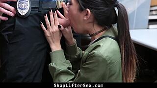 Officer rips shoplifter clothes for garage punishment fuck