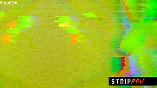 Nerdy babe's big natural tits tease as she strips lingerie off