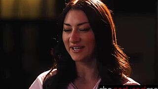 body artist tempts with painted curves and seductive lesbian touches