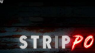 Nerdy babe's big natural tits tease as she strips lingerie off