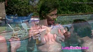 ever watched wet teens dive into lesbian pussy eating at a wild pool foursome party?
