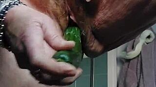 Granny Shoves Cucumber Deep Into Her Hairy German Beaver And Fucks Hard