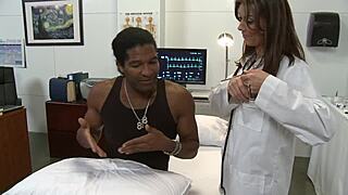 you like this sexy doctor milf sucking that huge black cock deep before bending over bed?