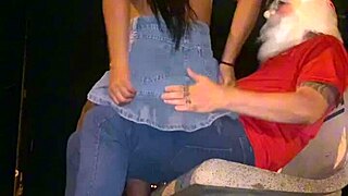 Santa claus stuffs tight brazilian latina ass outdoors in public square! 🎅🍑