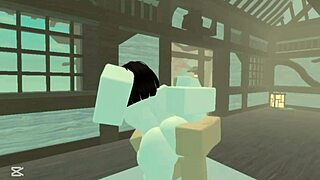 whoa this roblox baddie with big ass tits strips nude for noob monster cock fuck