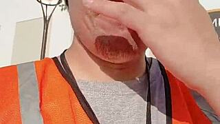 Woman walks casually outdoors during daily work shift