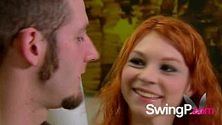 Two hot black swinger babes in lace tear into wild group orgy fucking sucking reality game softcore couple domination oral sex frenzy.