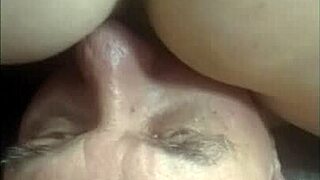 cunnilingus from upper view as old man licks mature pussy deep couple style