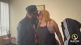 Wow! Busty blonde Venezuelan maid gets fucked by old man debuting his son!