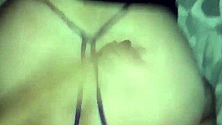 from my pov this latina milf bends over in blue thong for solo doggystyle tease