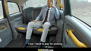 on their first date she warms up with a huge cock ride in the taxi before outdoor fucking