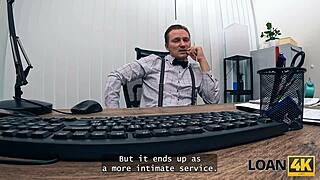 Teen brunette swears last office fuck during rough casting