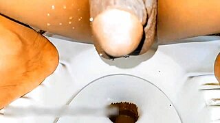 whoa wide ass femboy slave pisses in toilet while teased and spanked 😈🚽