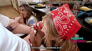 four horny stepmoms beg for gangbang pounding showing off their wet milf pussies