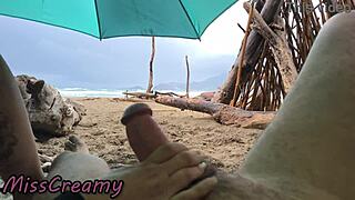 misscreamy strokes cock thru beach storm chaos!