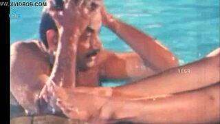 unmarried couple chills by the pool on their wedding day vibes