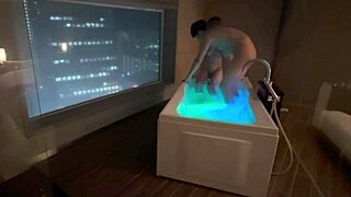 cute santa's pale tits sucked like baby before raw bath standup fuck