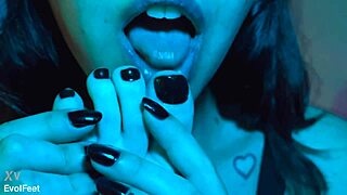 latina goddess chokes gags redhead on feet toes in lesbian femdom pov domination