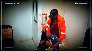 so i teased the delivery guy in lingerie sucked his cock then rode him hard for quick creampie rush