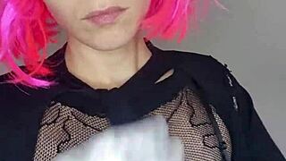 WOW MY NATURAL BIG TITS BOUNCE IN KITTY MASK LINGERIE WHILE I TOY MY PUSSY!