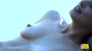 Summer Breeze Ignites Lesbian Friends' Outdoor Passionate Kissing Licking