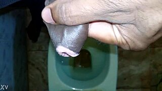 black boy pisses wildly as man urinates on him in raw peeing frenzy