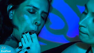 latina goddess chokes gags redhead on feet toes in lesbian femdom pov domination