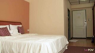 Shy Thai brunette babes jerk cock to massive blast!